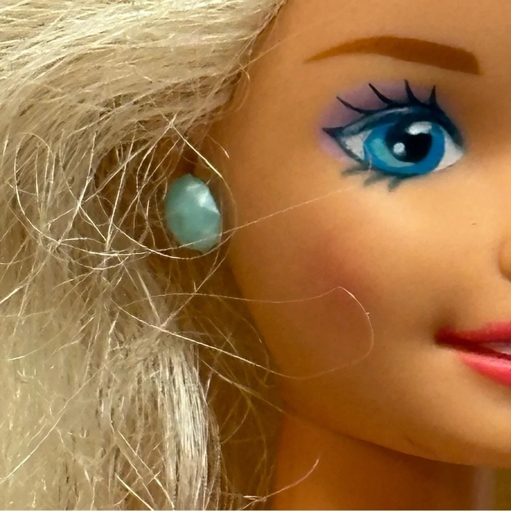 Barbie Doll 1995 Foam N Color Long Blonde Hair Bangs Earrings Shoes Restyled